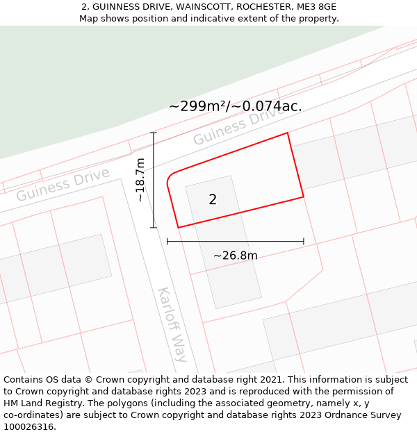 2, GUINNESS DRIVE, WAINSCOTT, ROCHESTER, ME3 8GE: Plot and title map
