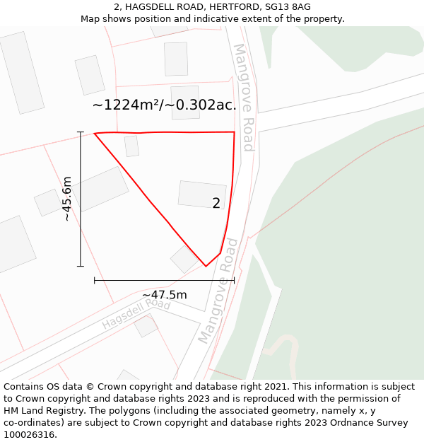 2, HAGSDELL ROAD, HERTFORD, SG13 8AG: Plot and title map