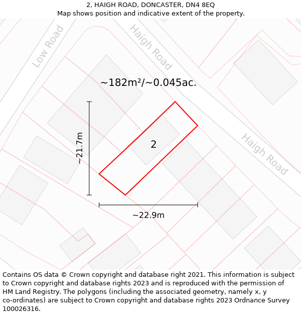 2, HAIGH ROAD, DONCASTER, DN4 8EQ: Plot and title map