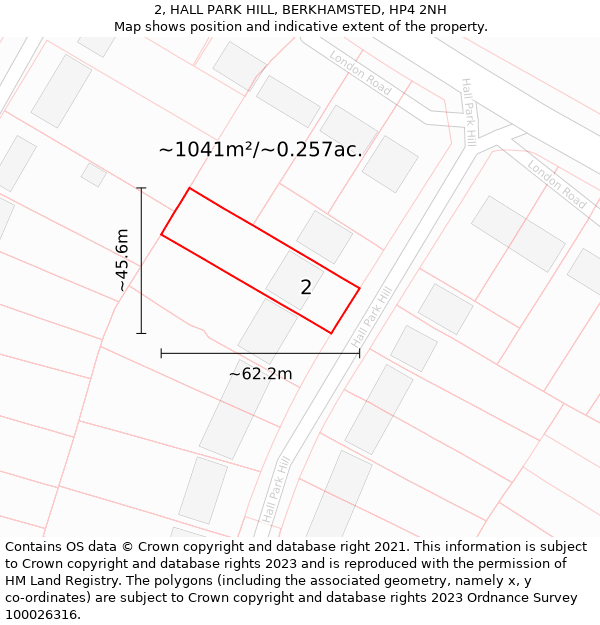 2, HALL PARK HILL, BERKHAMSTED, HP4 2NH: Plot and title map