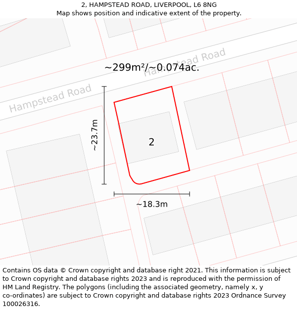 2, HAMPSTEAD ROAD, LIVERPOOL, L6 8NG: Plot and title map