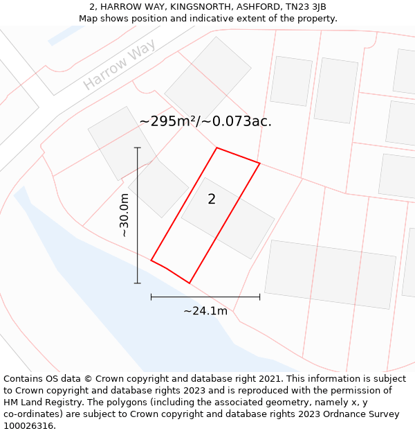 2, HARROW WAY, KINGSNORTH, ASHFORD, TN23 3JB: Plot and title map