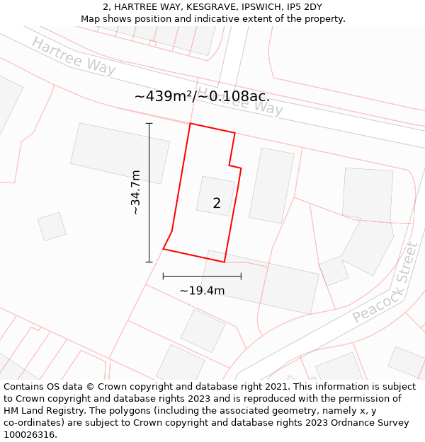 2, HARTREE WAY, KESGRAVE, IPSWICH, IP5 2DY: Plot and title map