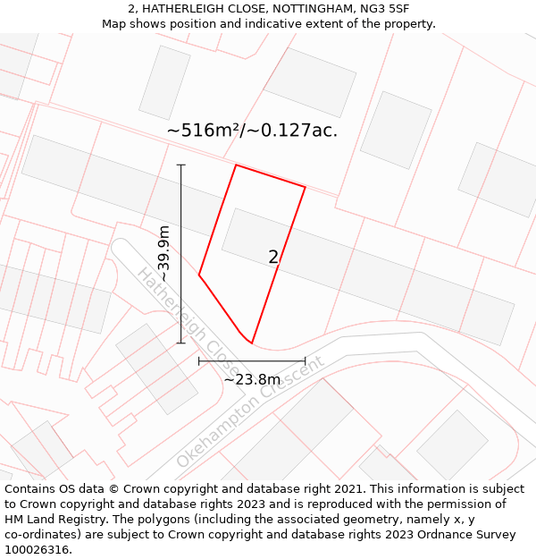 2, HATHERLEIGH CLOSE, NOTTINGHAM, NG3 5SF: Plot and title map