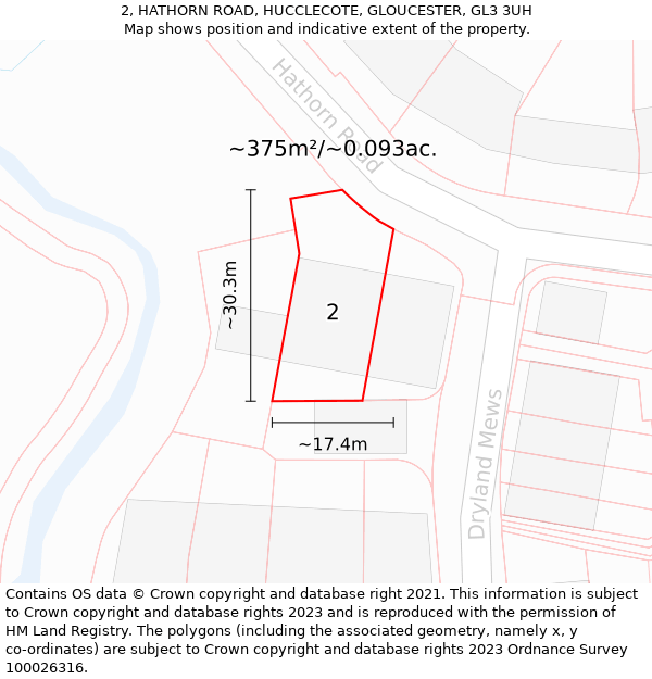 2, HATHORN ROAD, HUCCLECOTE, GLOUCESTER, GL3 3UH: Plot and title map