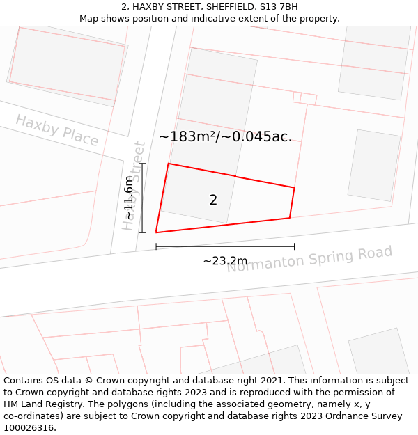 2, HAXBY STREET, SHEFFIELD, S13 7BH: Plot and title map