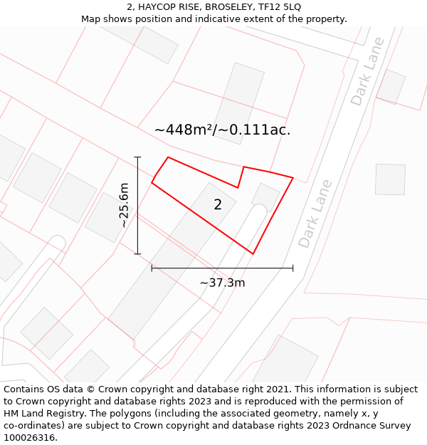 2, HAYCOP RISE, BROSELEY, TF12 5LQ: Plot and title map