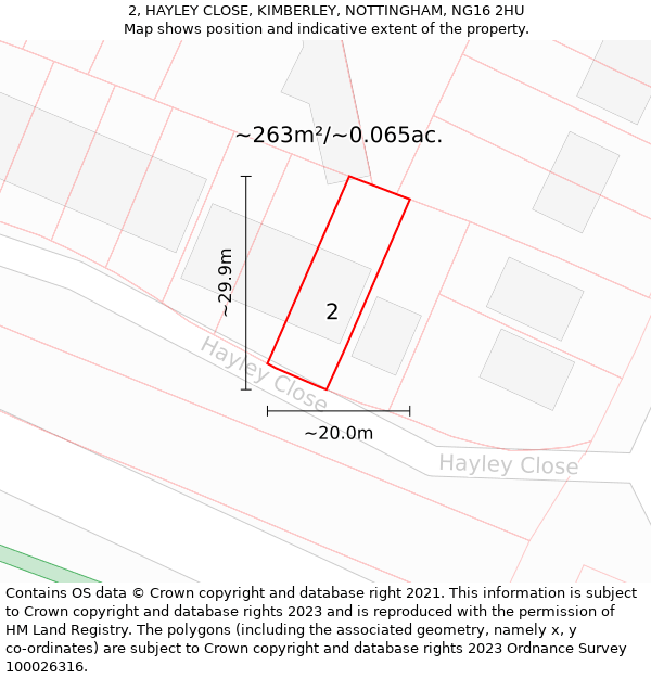 2, HAYLEY CLOSE, KIMBERLEY, NOTTINGHAM, NG16 2HU: Plot and title map