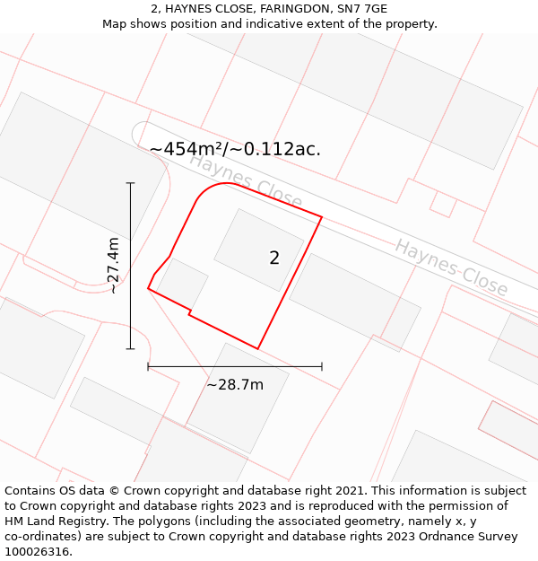 2, HAYNES CLOSE, FARINGDON, SN7 7GE: Plot and title map