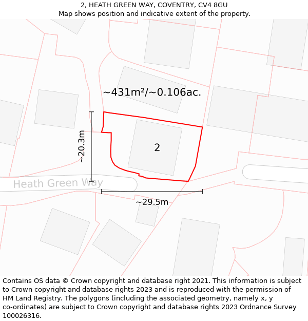 2, HEATH GREEN WAY, COVENTRY, CV4 8GU: Plot and title map