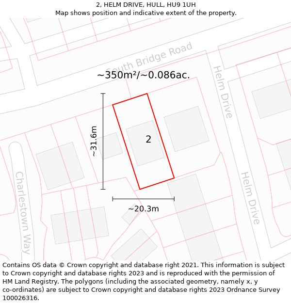 2, HELM DRIVE, HULL, HU9 1UH: Plot and title map