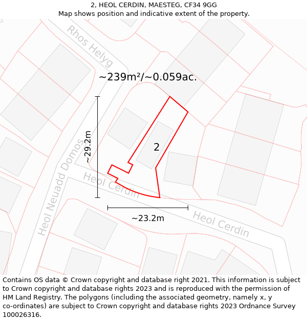 2, HEOL CERDIN, MAESTEG, CF34 9GG: Plot and title map