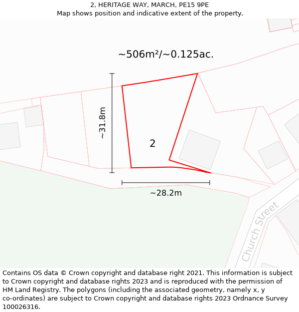 2, HERITAGE WAY, MARCH, PE15 9PE: Plot and title map