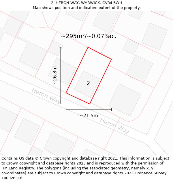 2, HERON WAY, WARWICK, CV34 6WH: Plot and title map