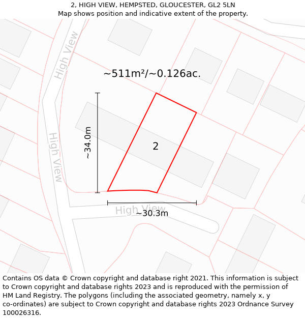 2, HIGH VIEW, HEMPSTED, GLOUCESTER, GL2 5LN: Plot and title map