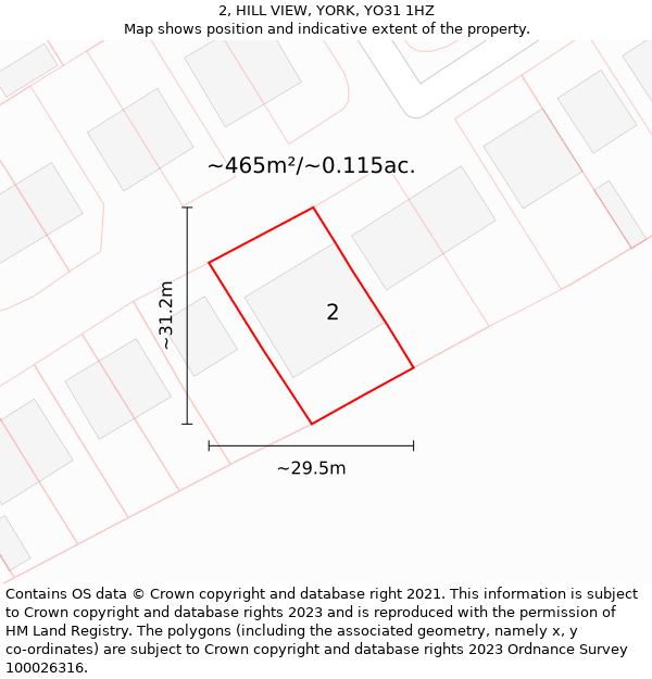 2, HILL VIEW, YORK, YO31 1HZ: Plot and title map