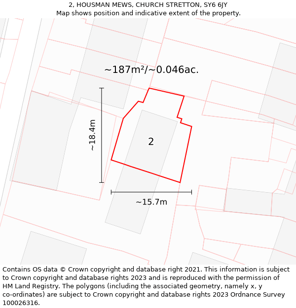 2, HOUSMAN MEWS, CHURCH STRETTON, SY6 6JY: Plot and title map