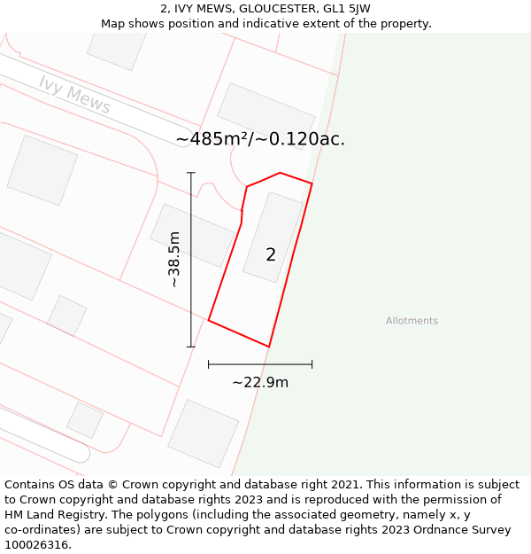 2, IVY MEWS, GLOUCESTER, GL1 5JW: Plot and title map