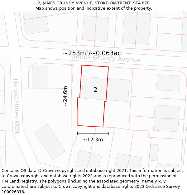 2, JAMES GRUNDY AVENUE, STOKE-ON-TRENT, ST4 8ZE: Plot and title map