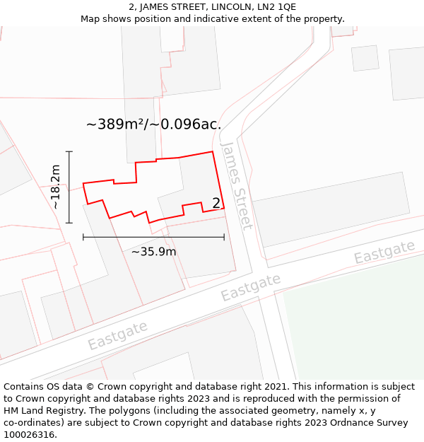 2, JAMES STREET, LINCOLN, LN2 1QE: Plot and title map