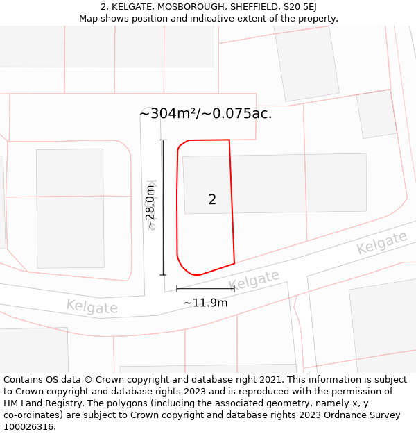 2, KELGATE, MOSBOROUGH, SHEFFIELD, S20 5EJ: Plot and title map