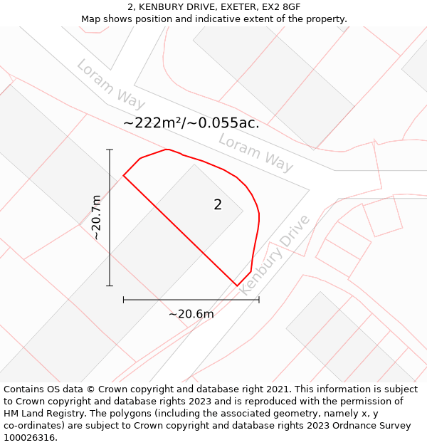2, KENBURY DRIVE, EXETER, EX2 8GF: Plot and title map