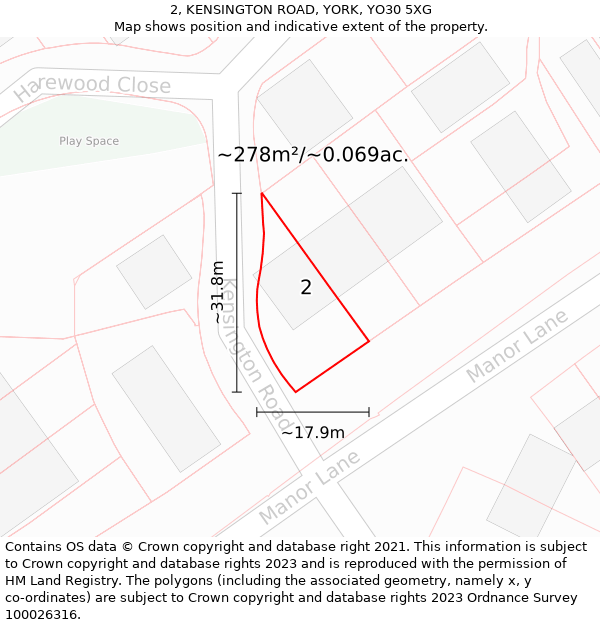 2, KENSINGTON ROAD, YORK, YO30 5XG: Plot and title map