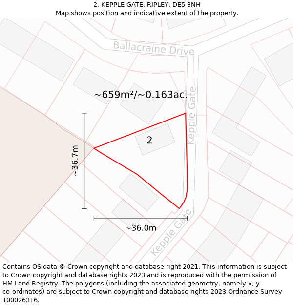 2, KEPPLE GATE, RIPLEY, DE5 3NH: Plot and title map