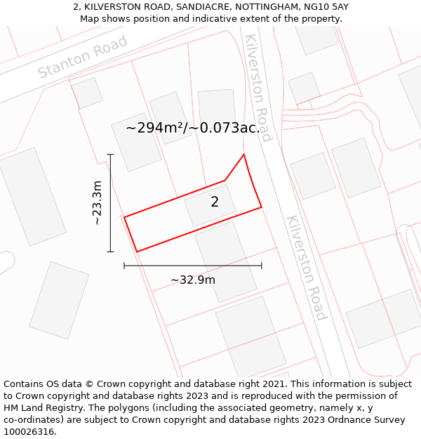 2, KILVERSTON ROAD, SANDIACRE, NOTTINGHAM, NG10 5AY: Plot and title map