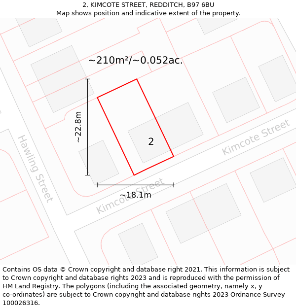 2, KIMCOTE STREET, REDDITCH, B97 6BU: Plot and title map