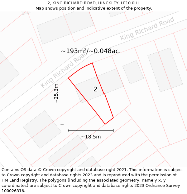 2, KING RICHARD ROAD, HINCKLEY, LE10 0HL: Plot and title map