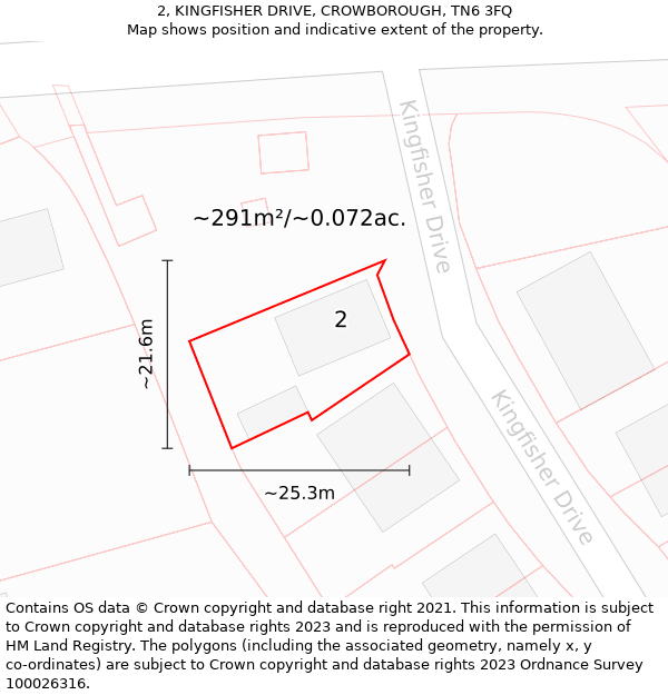 2, KINGFISHER DRIVE, CROWBOROUGH, TN6 3FQ: Plot and title map