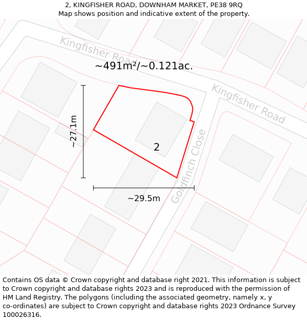 2, KINGFISHER ROAD, DOWNHAM MARKET, PE38 9RQ: Plot and title map