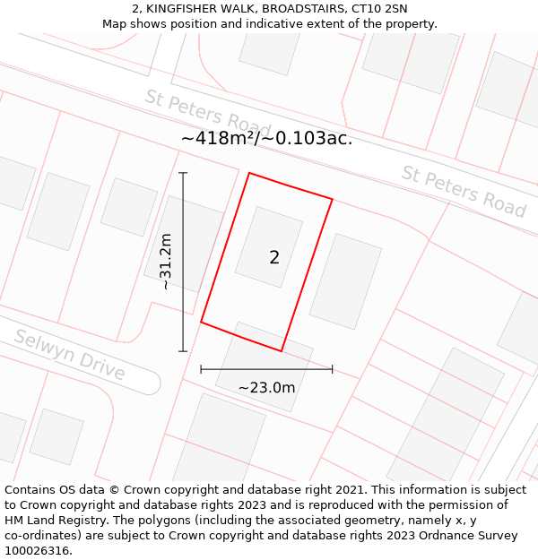 2, KINGFISHER WALK, BROADSTAIRS, CT10 2SN: Plot and title map