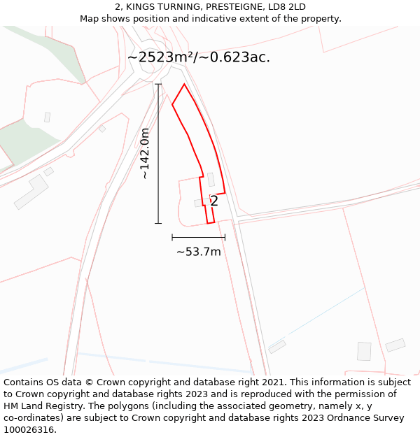 2, KINGS TURNING, PRESTEIGNE, LD8 2LD: Plot and title map