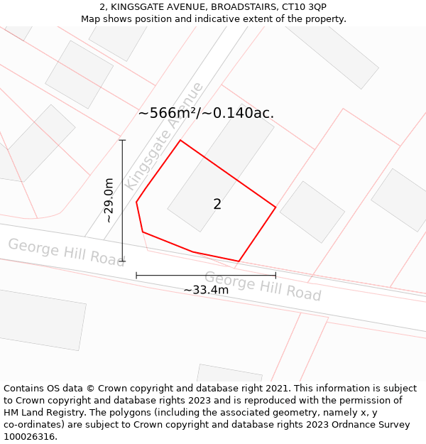 2, KINGSGATE AVENUE, BROADSTAIRS, CT10 3QP: Plot and title map