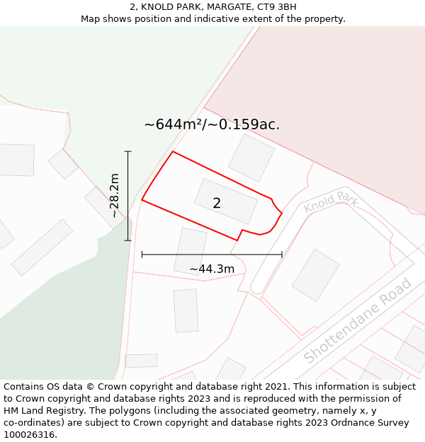 2, KNOLD PARK, MARGATE, CT9 3BH: Plot and title map