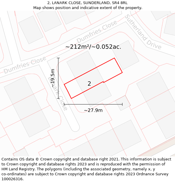 2, LANARK CLOSE, SUNDERLAND, SR4 8RL: Plot and title map