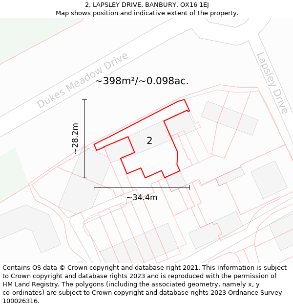 2, LAPSLEY DRIVE, BANBURY, OX16 1EJ: Plot and title map