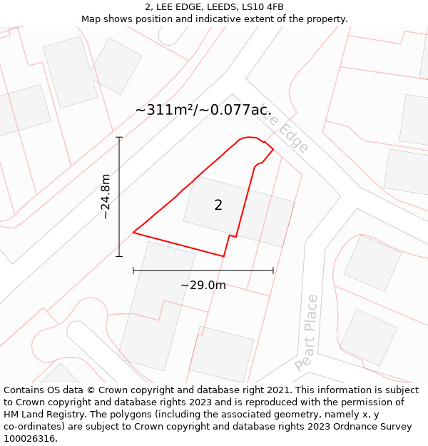 2, LEE EDGE, LEEDS, LS10 4FB: Plot and title map