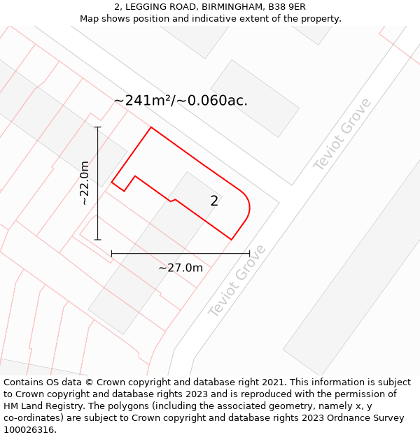 2, LEGGING ROAD, BIRMINGHAM, B38 9ER: Plot and title map