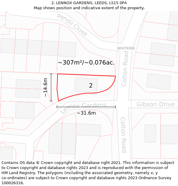 2, LENNOX GARDENS, LEEDS, LS15 0PA: Plot and title map