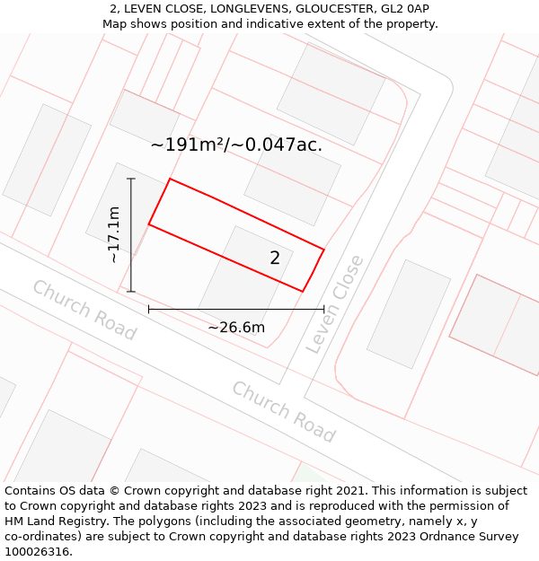 2, LEVEN CLOSE, LONGLEVENS, GLOUCESTER, GL2 0AP: Plot and title map