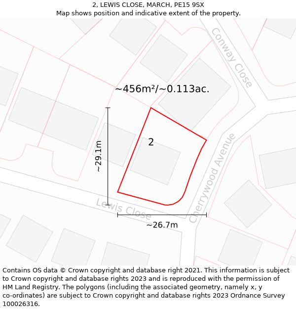 2, LEWIS CLOSE, MARCH, PE15 9SX: Plot and title map