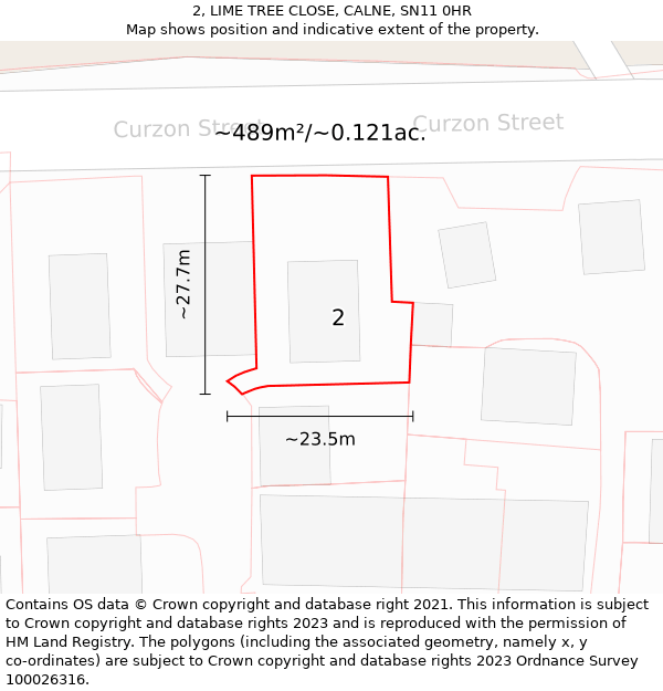 2, LIME TREE CLOSE, CALNE, SN11 0HR: Plot and title map