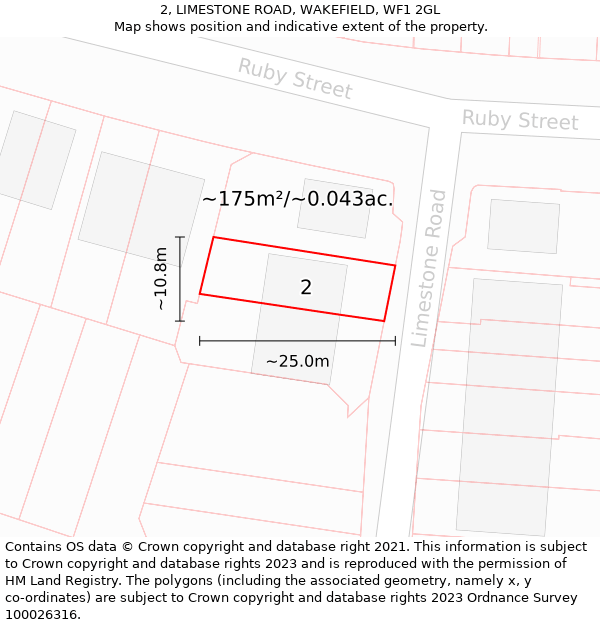 2, LIMESTONE ROAD, WAKEFIELD, WF1 2GL: Plot and title map