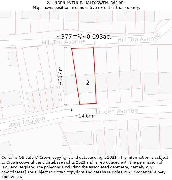 2, LINDEN AVENUE, HALESOWEN, B62 9EL: Plot and title map