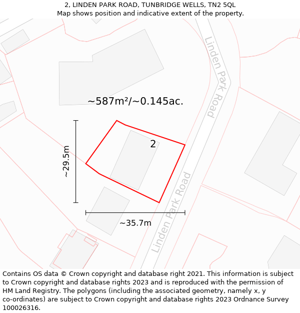 2, LINDEN PARK ROAD, TUNBRIDGE WELLS, TN2 5QL: Plot and title map