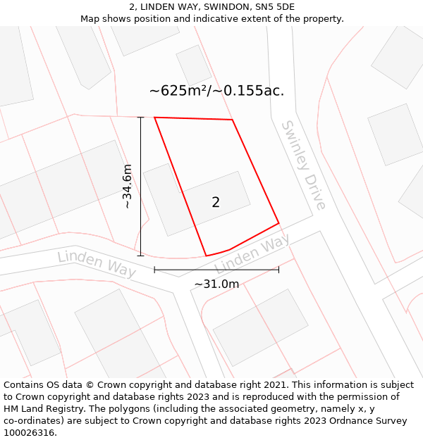 2, LINDEN WAY, SWINDON, SN5 5DE: Plot and title map