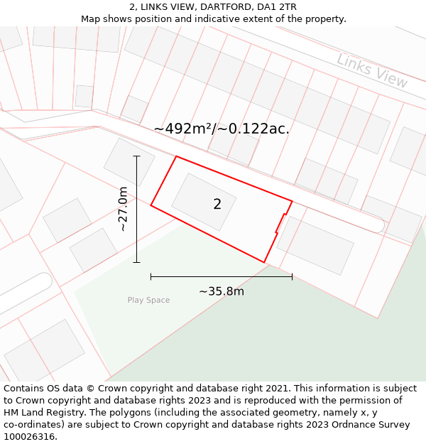 2, LINKS VIEW, DARTFORD, DA1 2TR: Plot and title map